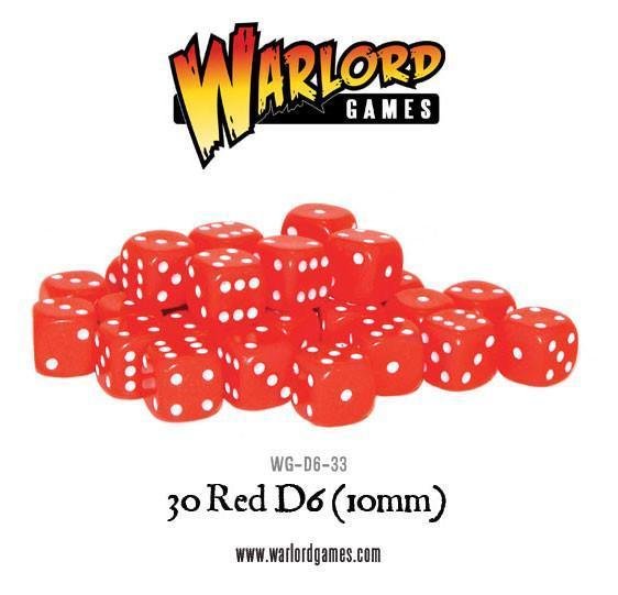 Warlord Games: Spot dice 10mm - Red (30)