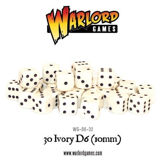 Warlord Games: Spot dice 10mm - Ivory (30)