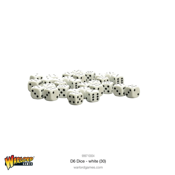 Warlord Games: Spot dice 10mm - White (30)